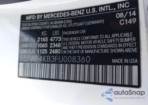 2015 Mercedes-Benz C 300 4Matic/Luxury 4Matic/Sport 4Matic from USA, damaged, VIN 55SWF4KB3FU008360